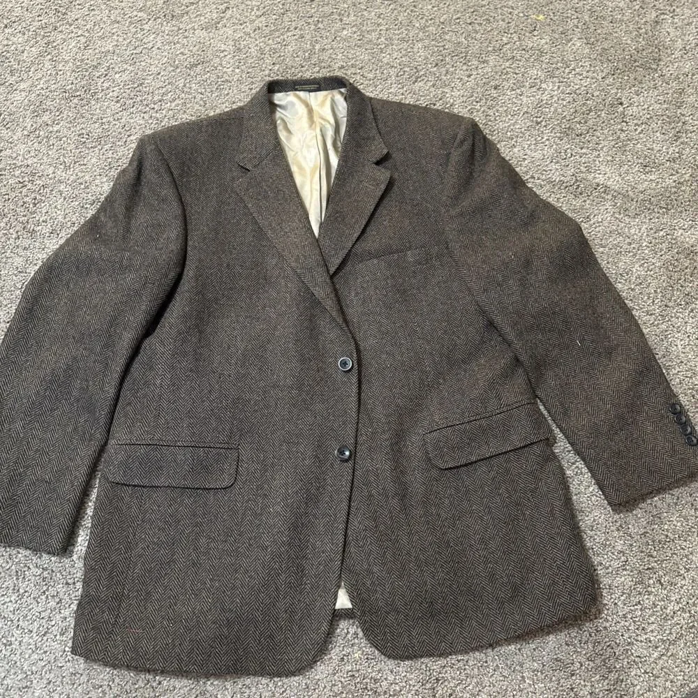 Oscar de la Renta Men's Brown Sport Coat 46R Blazer Jacket Merino Wool Lambswool